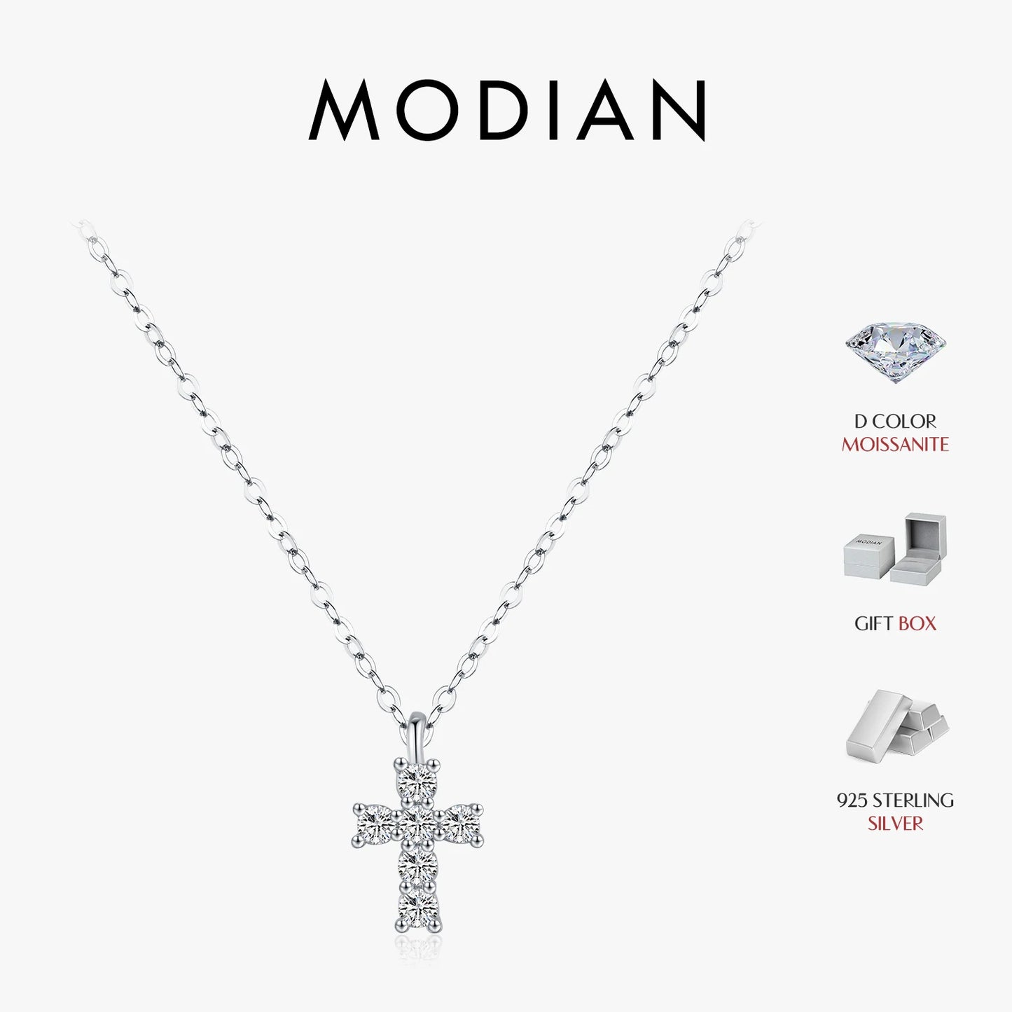 Pendant Necklaces D Colour Moissanite 925 Sterling Silver Cross Link Chain