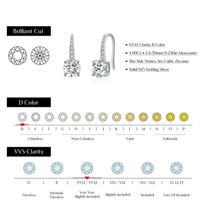 💚 Drop Earrings D Colour Luxury Moissanite 925 Sterling Silver 💚