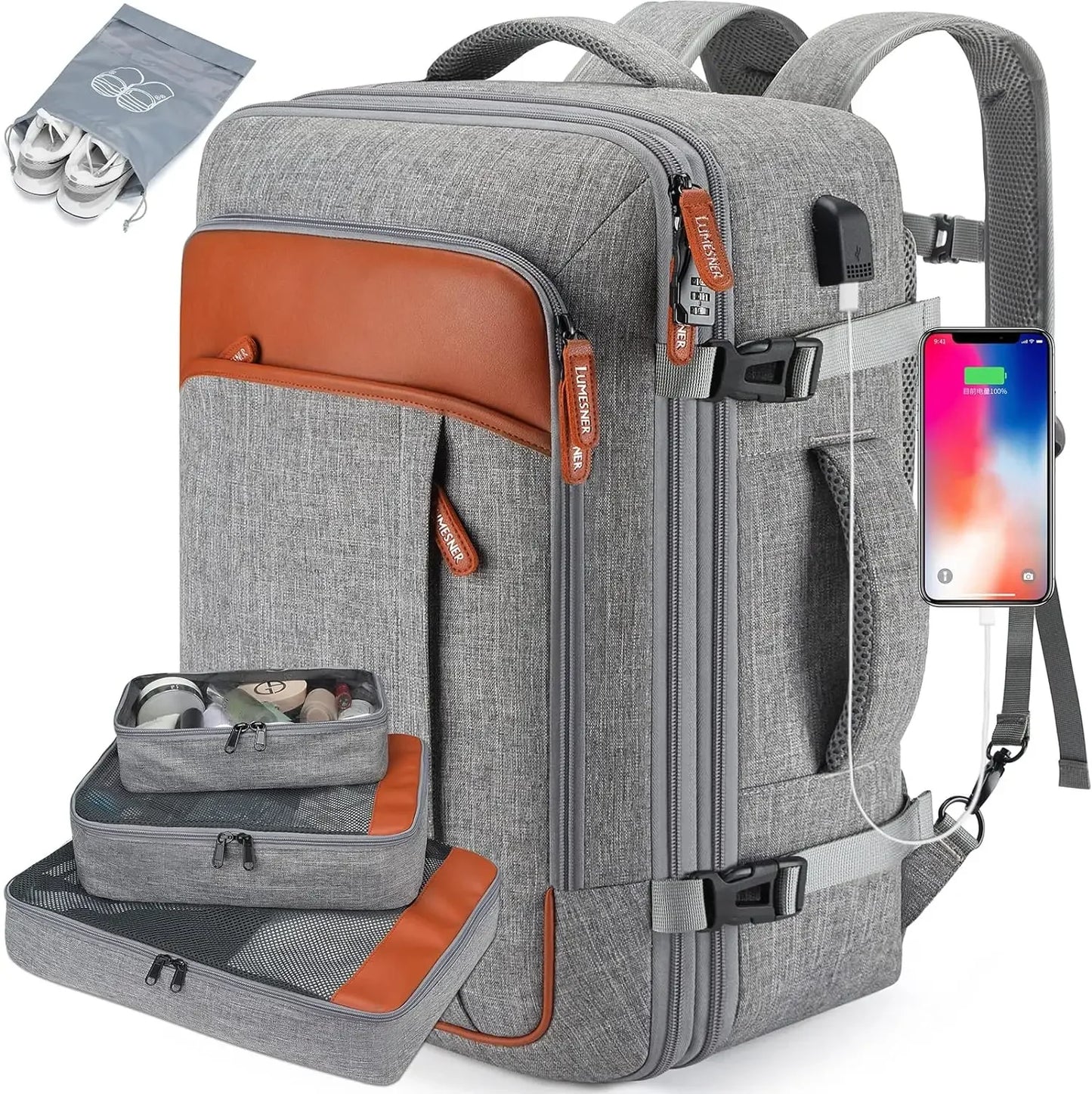 Travel Backpack 5-piece Set Expandable Waterproof- Oxford Material.