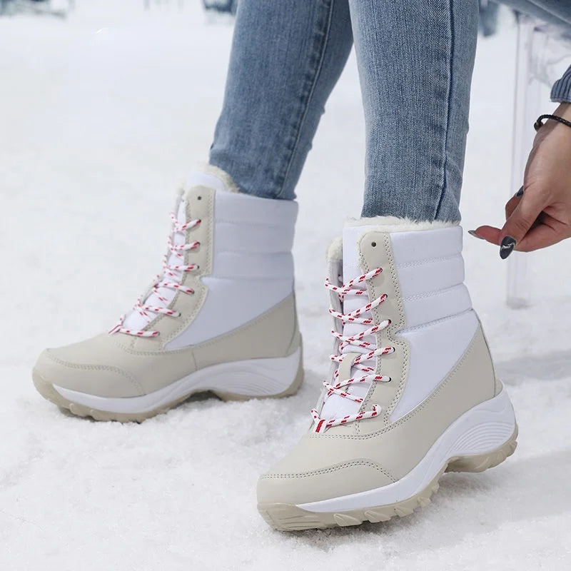 Waterproof Snow Boots Plush Warm Ankle Boots for Women