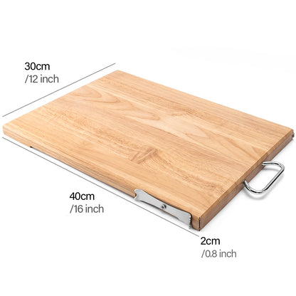 Vertical Rubber Wood Chopping Board Kitchen Chopping Block Double-sided Use Cutting Board with Hook Knife Rack Solid Wood Plate