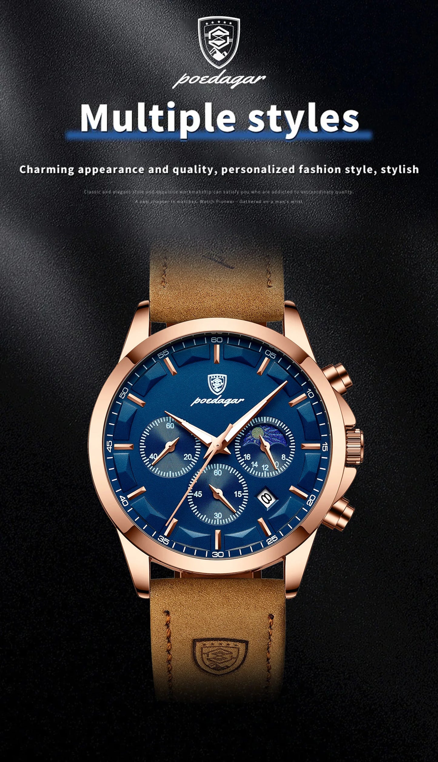 Men Quartz Watch Luxury Sports Waterproof Chronograph Luminous Date -