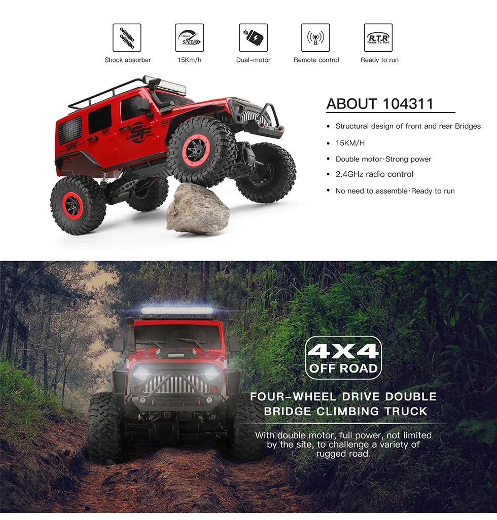 Rock Crawler RC Cars 4WD Electric High Speed Car Off-Road Vehicle