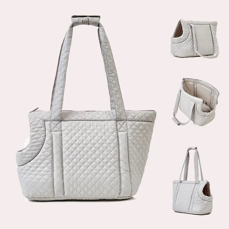 Pet Handbag Ultra-Light Quilted Cotton Carrying Bag Single Shoulder.