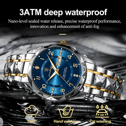 Men's Watches POEDAGAR Waterproof Luminous Date Stainless Steel Quartz