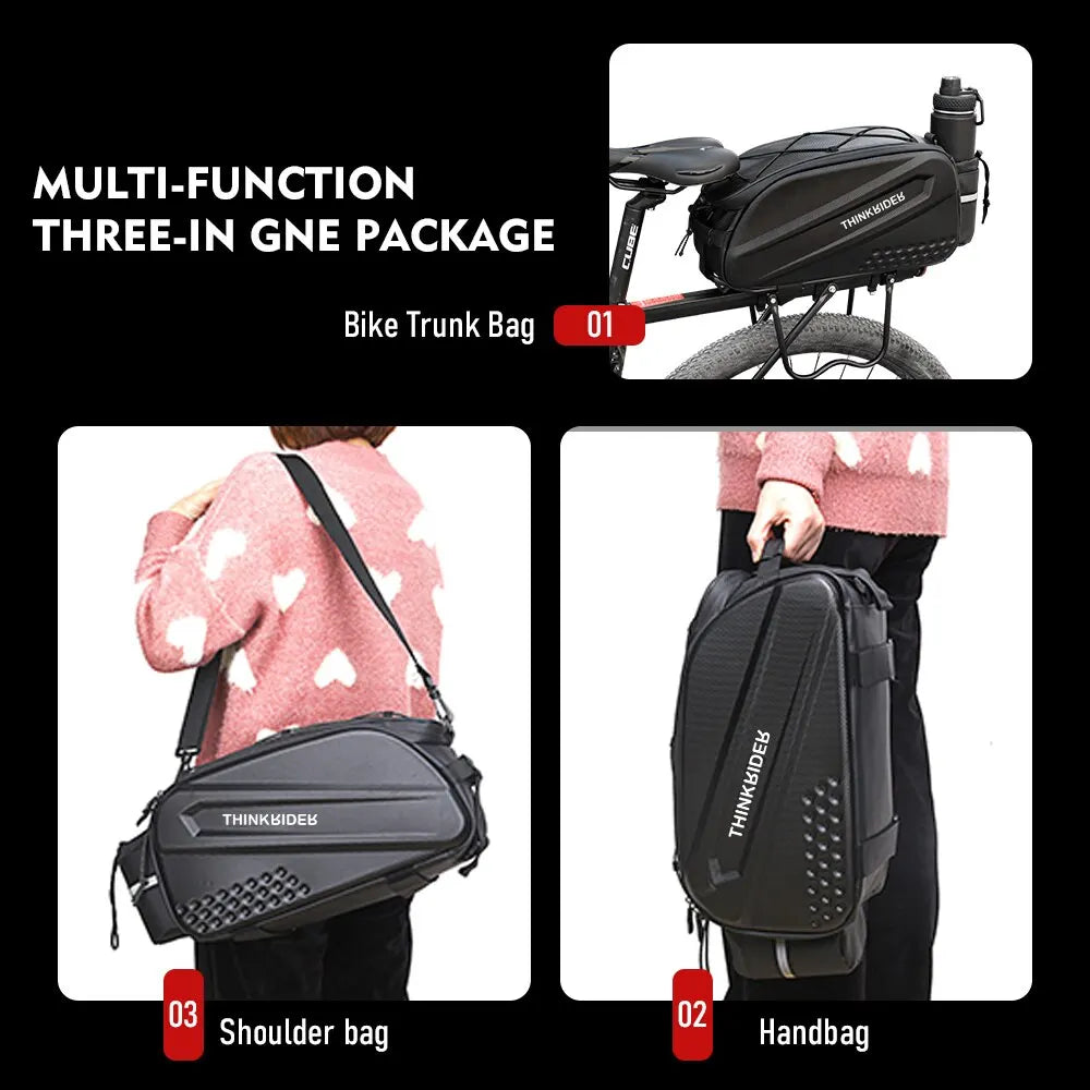 Bike Bag Hard Shell, 14L Large Capacity Hunch Bag with Rain Cover by ThinkRider .