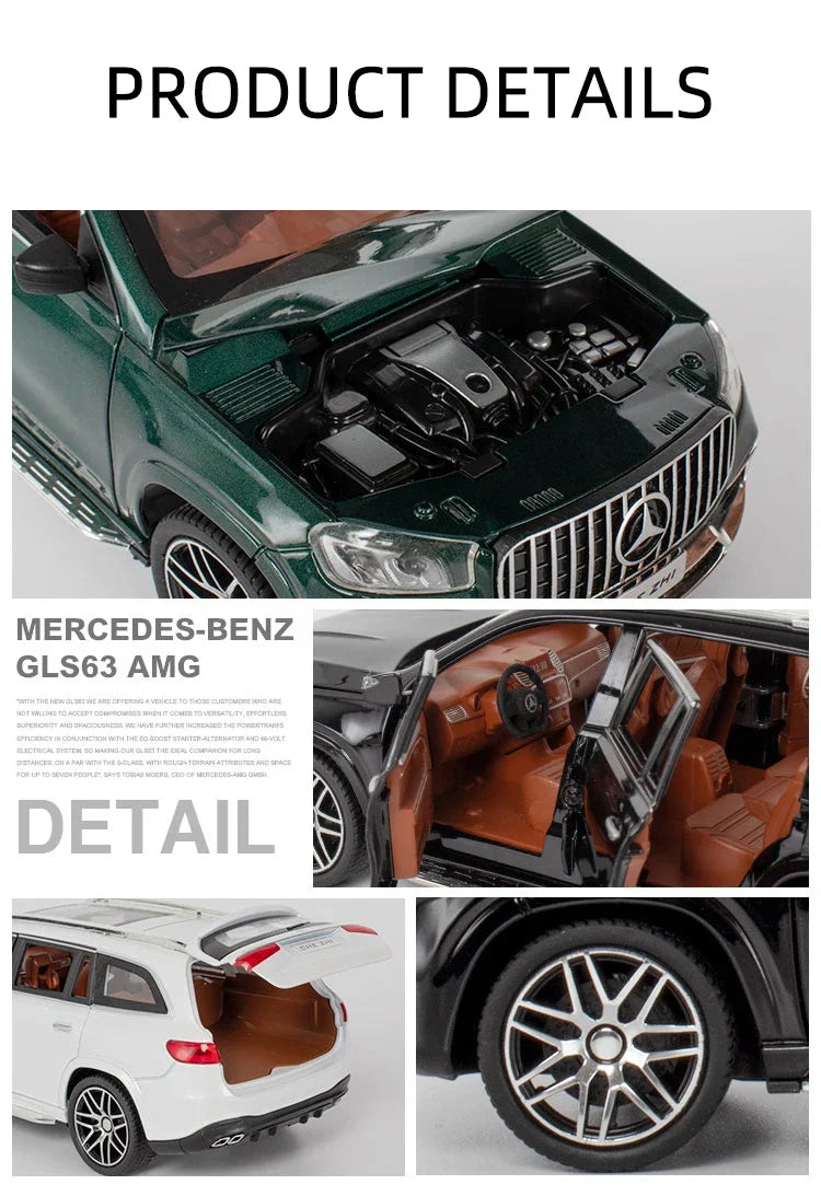 Diecast 1:24 Mercedes Benz GLS63 AMG Alloy Model Car SUV Vehicle Sound & Light