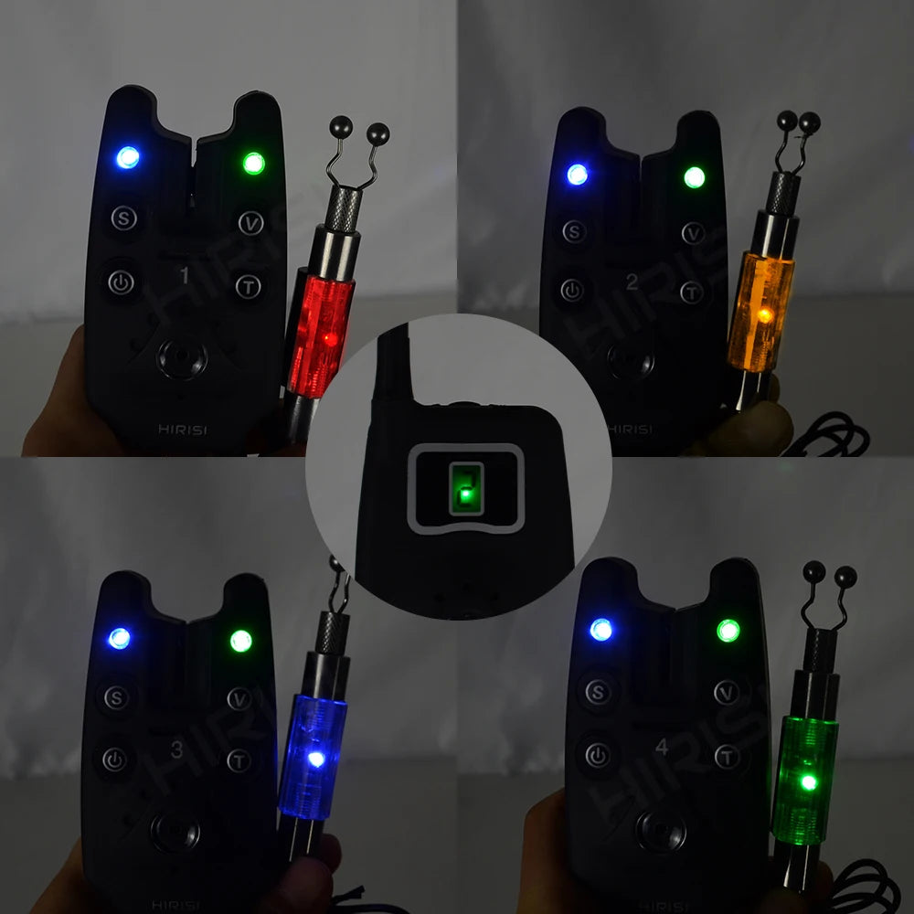 Wireless fishing bite alarm 1+4 set with 4pcs illuminated swinger in  EVA case.