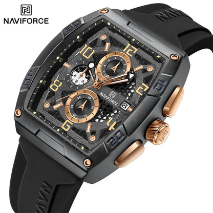 NAVIFORCE Men's Watch Silicone Band Quartz Wristwatch Chronograph