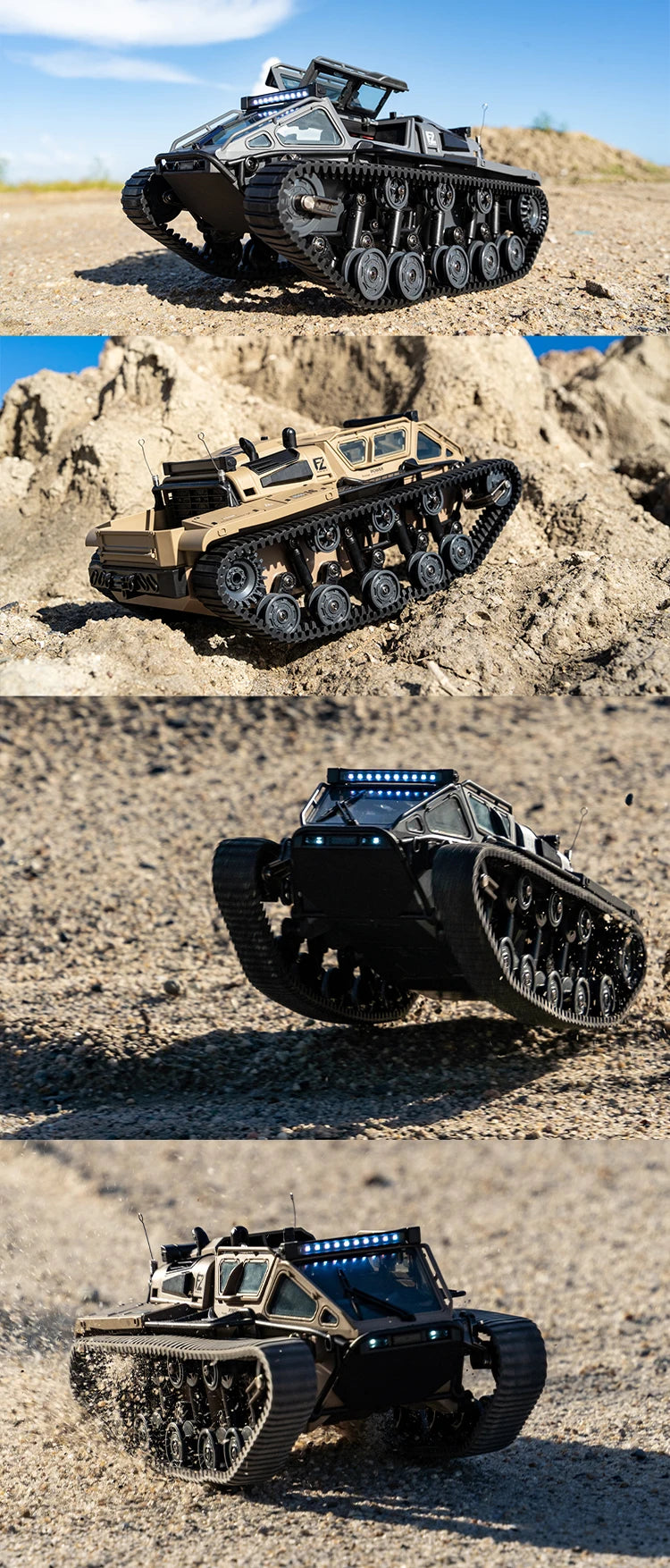 RC Tank JJRC C8812 LED Lights Tracked Tank Off-Road Vehicle