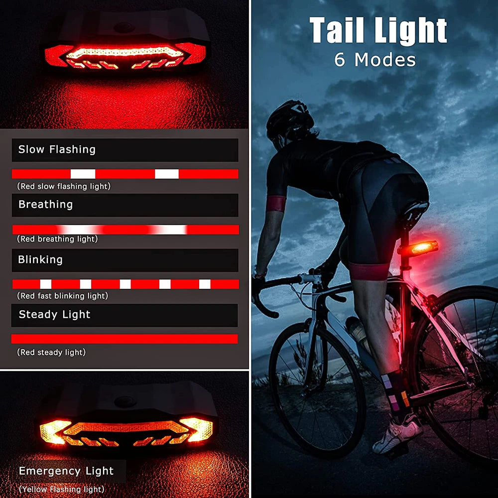 Rear Light Alarm Set Waterproof Rechargeable Turn Signal + Brake Light*