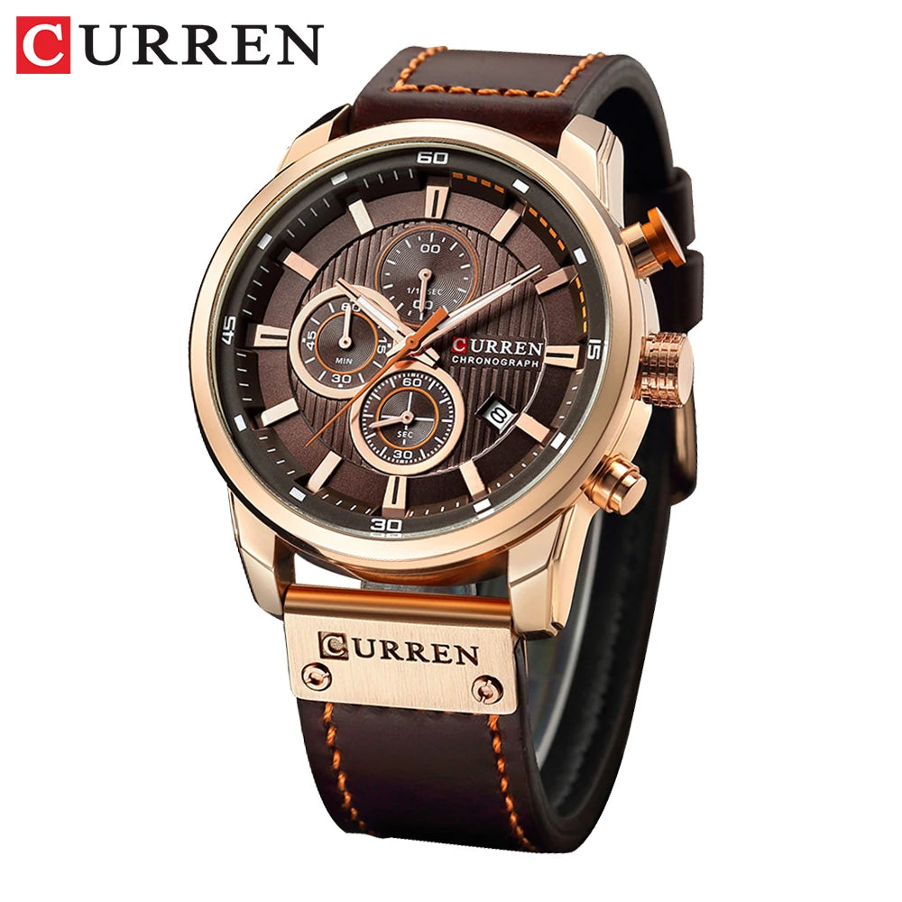 CMen's Watches Quartz Chronograph by CURREN Leather Strap.