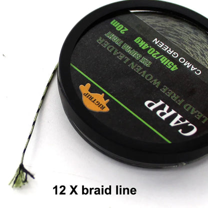 Carp Fishing Line Uncoated Braid for Hair Rig 45LB 20m Camouflage Green