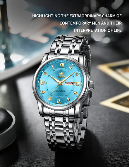 Quartz Watch for Men Classic Wristwatch with Calendar Waterproof