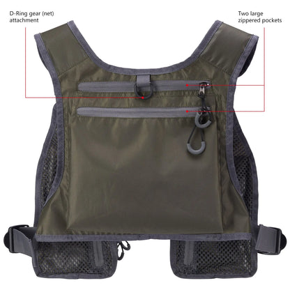 Ultra Lightweight Fly Fishing Vest Chest Pack One Size Fits Most. Bassdash FV08