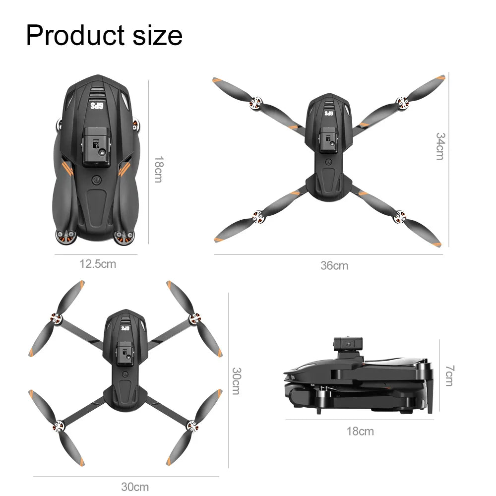 V168 Drone Pro Three Camera 8K Wide Angle GPS Four-way Obstacle Avoidance