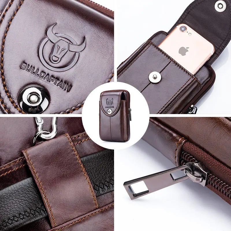 Phone Holder Genuine Leather BULLCAPTAIN Leather Waist Holster.