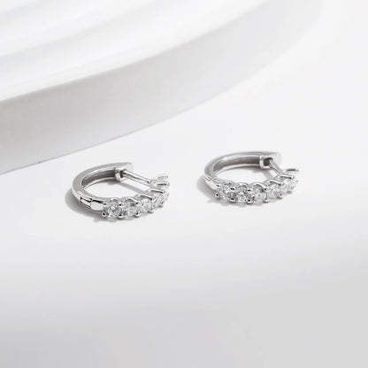 D Colour Moissanite Small Hoop Earrings 925 Sterling Silver Hollow.