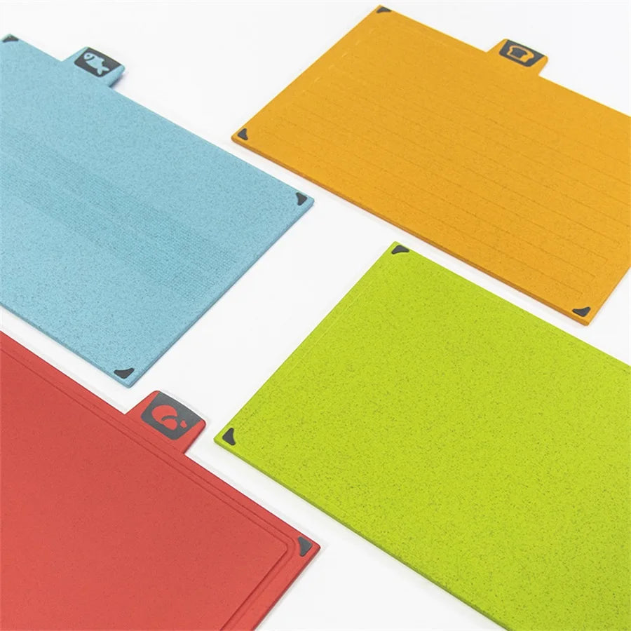 4pcs Color-Coded Cutting Board Set with Holder High-Quality Wheat Straw Perfect for Kitchen and Dining Multi-Use Chopping Block