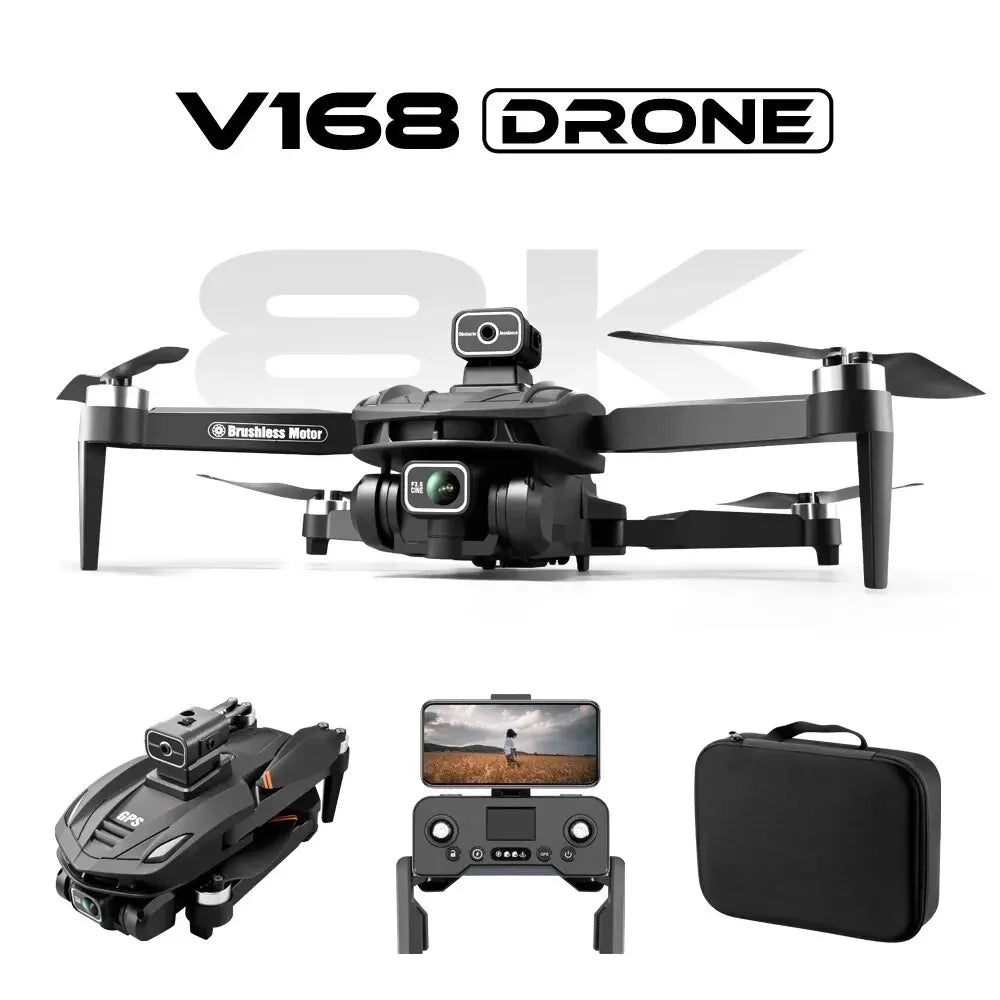 Camera Drone V168 Pro Max 8K Professional Dual Camera GPS 25 Mins Flight