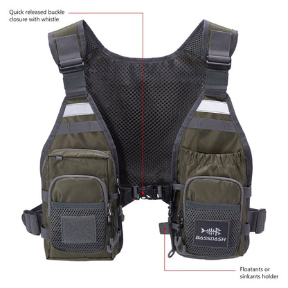 Ultra Lightweight Fly Fishing Vest Chest Pack One Size Fits Most. Bassdash FV08