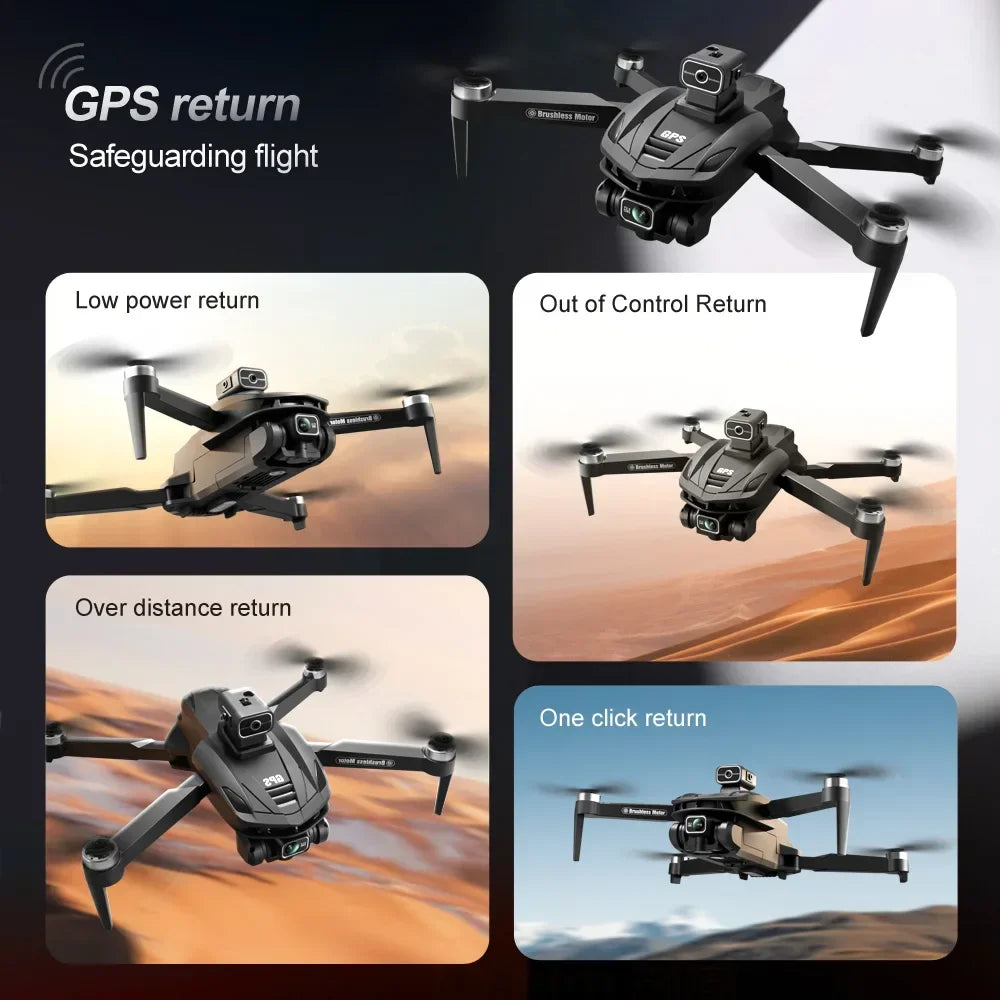 V168 Drone Pro Three Camera 8K Wide Angle GPS Four-way Obstacle Avoidance