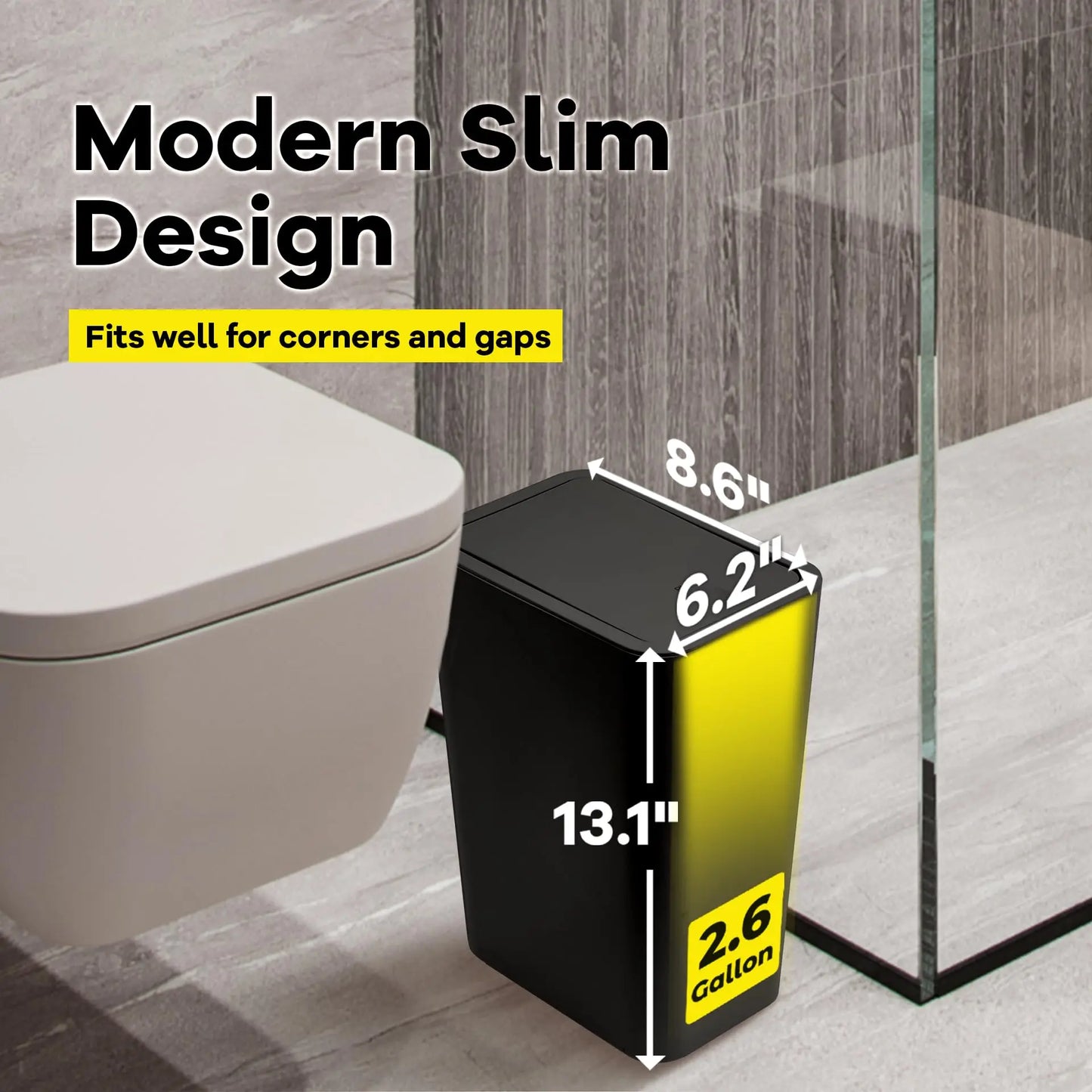 Bathroom Trash Can-10L Small Garbage Can with Press Top with Pop-up Lid