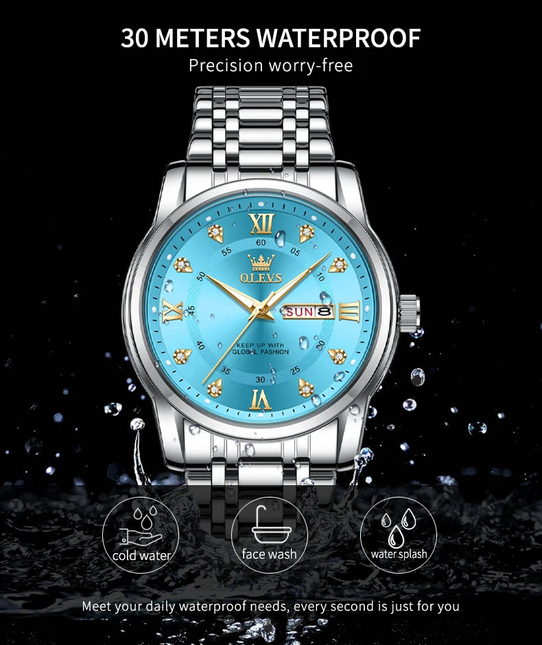 Quartz Watch for Men Classic Wristwatch with Calendar Waterproof