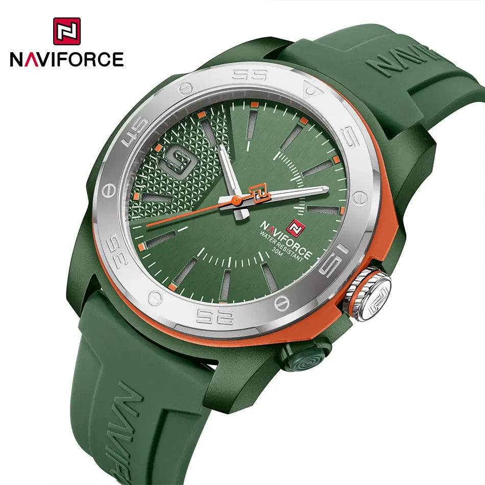 NAVIFORCE Watch Men Silicone Strap Wristwatches Quartz 50m Waterproof