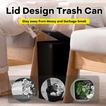 Bathroom Trash Can-10L Small Garbage Can with Press Top with Pop-up Lid