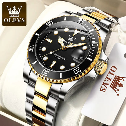 Men Quartz Watch Waterproof Stainless Steel Luxury Luminous Wristwatch