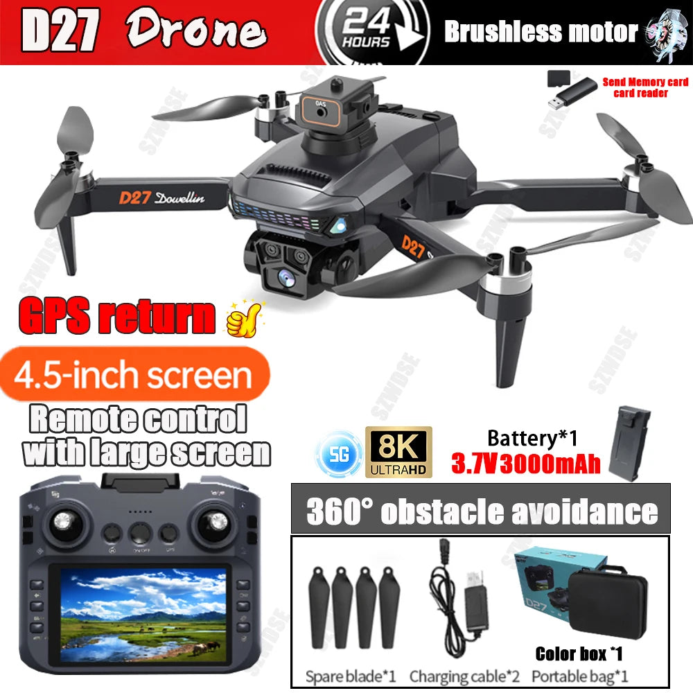 💚 Drone D27  5G Image Transfer GPS 8K HD Camera Obstacle Avoidance 💚