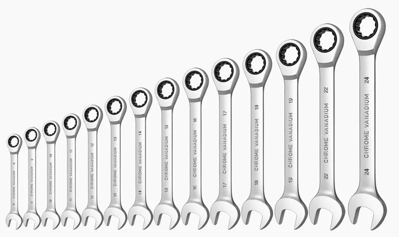 Metric Ratcheting Spanner Set Combination Ring Ended Gear Spanner Kit.