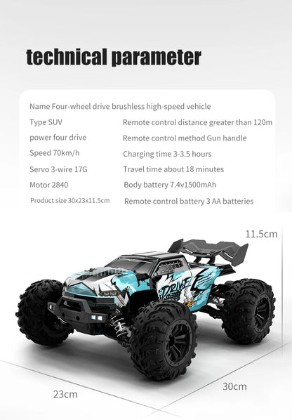 Remote Control Car Brushless 4WD 1:16 Fast and Strong 70KM/H High-Speed