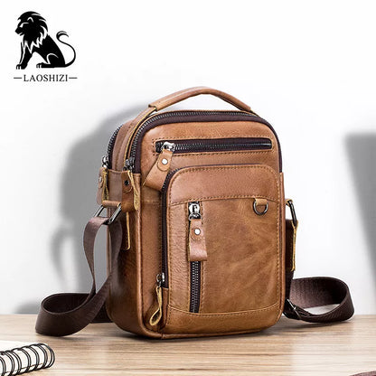 Man Bag Messenger Bag Crossbody 100% Genuine Leather