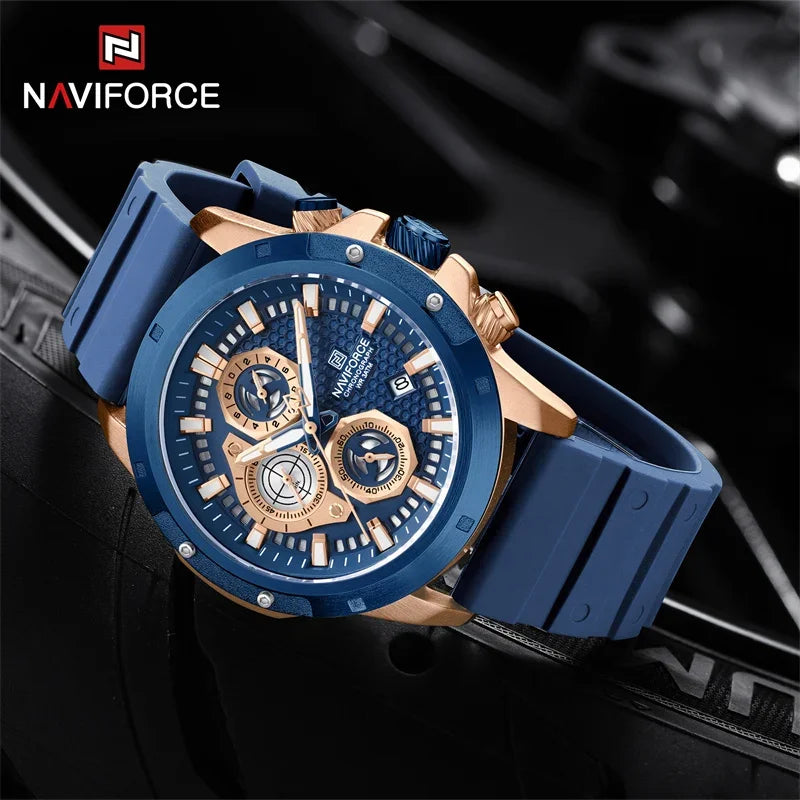 NAVIFORCE Men's Watch Silicone Strap Waterproof Quartz Wristwatches