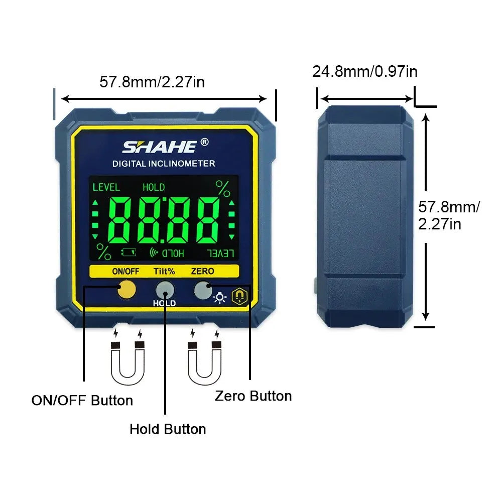 SHAHE Digital Magnetic Protractor Inclinometer Level Angle Finder;