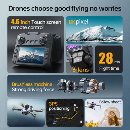 💚 Drone D27 PRO GPS with Large Screen Control 8K HD 28 Mins Flight 💚