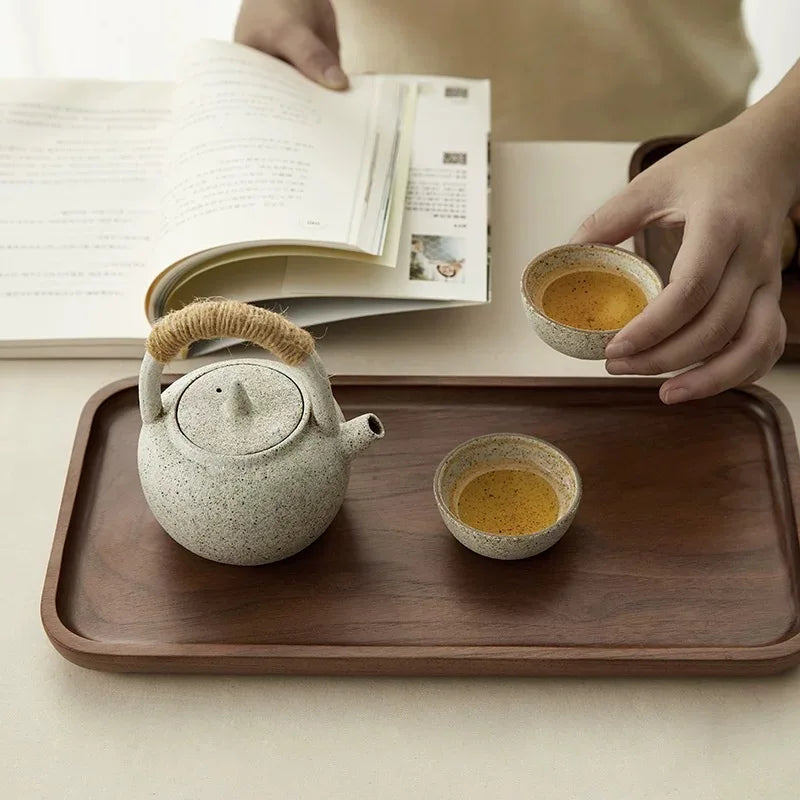 Japanese Black Walnut Rectangular Tea Trays Solid Wood.