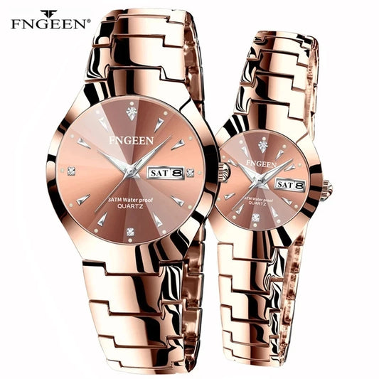 Couples Watch Men's Quartz watch Luxury Ladies Stainless Waterproof