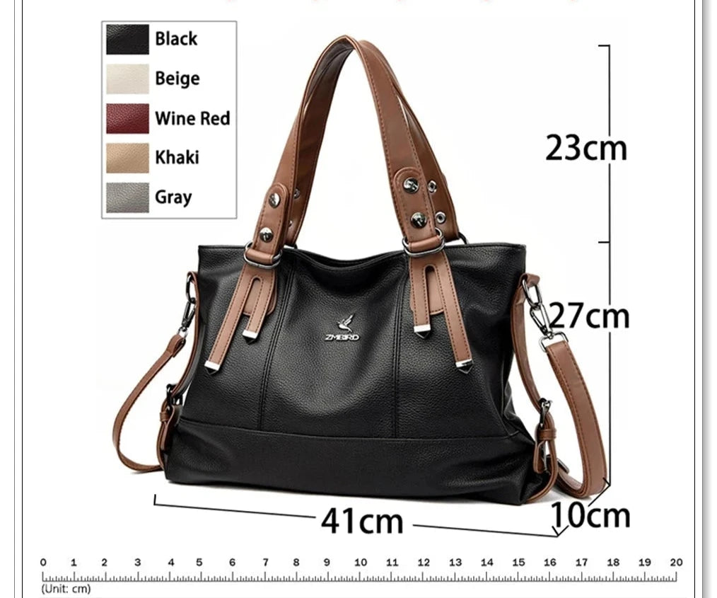 Shoulder Bag Soft Leather Ladies Large Capacity High Quality Handbag