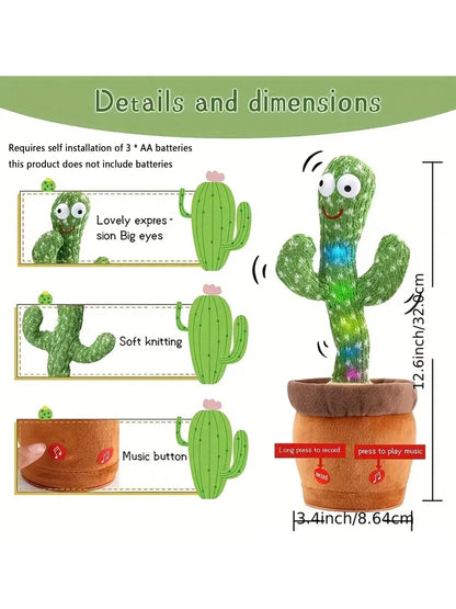 Dancing Talking Cactus Toy Singing Mimicking Recording Repeats What You Say