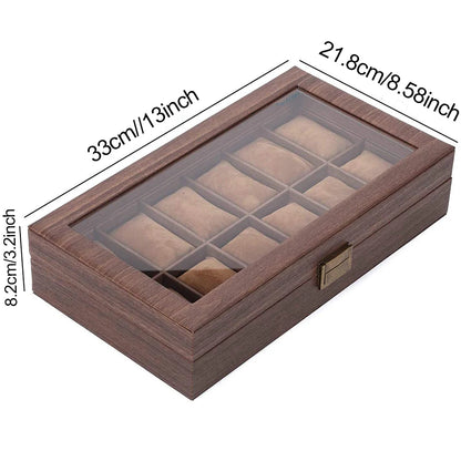 3/6/10/12  Pu Leather Watch Box Portable Travel Case Vintage Wood Buckle