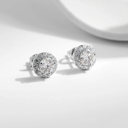 1.00CT Earrings Classic Round Prong Setting D Colour