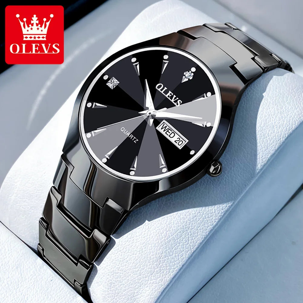 Men's Watch OLEVS Original Quartz Waterproof Tungsten Steel Luminous Date