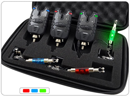 Carp Fishing Bite Alarms and Swinger Set Blue LED Bite Indicator..