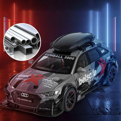 1:24 Audi RS6 DTM Modified Vehicle Alloy Model Wheel Steering Sound and Light*