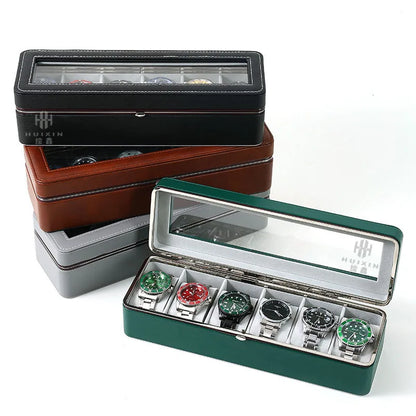 Watch Case Organizer with Glass Lid Display Storage Box with Removable Pillows