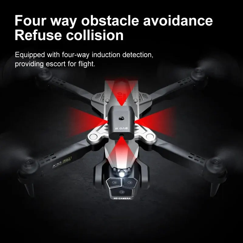 Camera Drone K10 Pro 4k Three Lens HD Aerial Stunt Obstacle Avoidance *