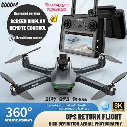 🚀 Camera Drone S197 + GPS Large Screen Controller 5G FPV 🚀